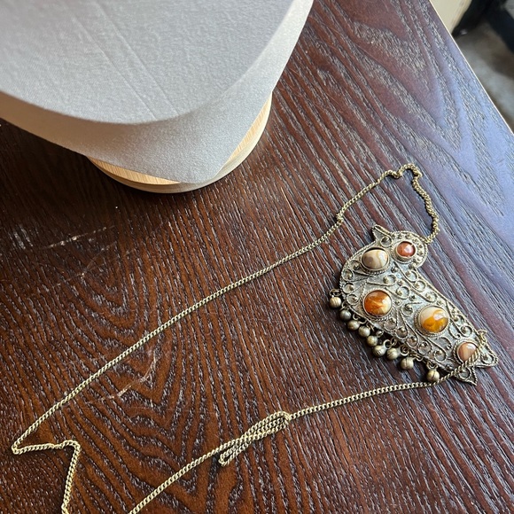 Vintage Brass Agate Duck Pendant - Picture 3 of 5